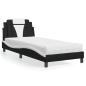 Preview: ARDEBO.de - Bett "Viana" mit Matratze Schwarz und Weiß 90x190 cm Kunstleder