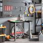 Preview: Werkbank Dunkelbraun 100x60x81,5 cm Massivholz Eiche