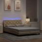 Preview: ARDEBO.de - Bettgestell mit LED ohne Matratze Creme 120x200 cm Stoff