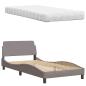Preview: Bett mit Matratze Taupe 100x200 cm Stoff