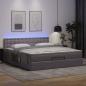 Preview: Ottoman-Bett mit Matratzen & LEDs Grau 160x200 cm Kunstleder