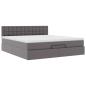 Preview: Ottoman-Bett mit Matratzen & LEDs Grau 160x200 cm Kunstleder