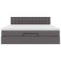 Preview: Ottoman-Bett mit Matratzen & LEDs Grau 160x200 cm Kunstleder