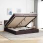 Preview: ARDEBO.de - Ottoman-Bett mit Matratze & LEDs Dunkelbraun 160x200 cm Stoff