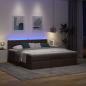 Preview: Ottomane Bett mit Matratze & LEDs Dunkelbraun 180x200 cm Stoff