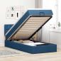 Preview: ARDEBO.de - Ottoman-Bett mit Matratze & LEDs Blau 80x200 cm Stoff