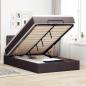 Preview: ARDEBO.de - Ottoman-Bett mit Matratze & LEDs Dunkelbraun 120x200 cm Stoff