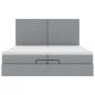 Preview: Ottoman-Bett mit Matratzen Hellgrau 200x200 cm Stoff