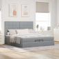 Preview: Ottoman-Bett mit Matratzen Hellgrau 200x200 cm Stoff