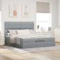 Preview: Ottoman-Bett mit Matratzen Hellgrau 200x200 cm Stoff