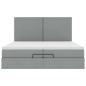 Preview: Ottoman-Bett mit Matratzen & LEDs Hellgrau 200x200 cm Stoff