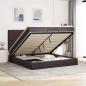 Preview: ARDEBO.de - Ottoman-Bett mit Matratze & LEDs Dunkelbraun 160x200 cm Stoff