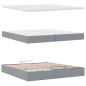 Preview: Ottoman-Bett mit Matratzen & LEDs Hellgrau 200x200 cm Stoff