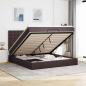 Preview: ARDEBO.de - Ottoman-Bett mit Matratze & LEDs Dunkelbraun 180x200 cm Stoff