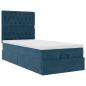 Preview: Ottoman-Bett mit Matratzen & LEDs Dunkelblau 90x190 cm Samt
