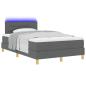 Preview: LED Boxspringbett mit Kopfteil Dunkelgrau 120 x 190 cm Stoff