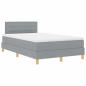 Preview: LED Boxspringbett mit Kopfteil Hellgrau 120 x 200 cm Stoff