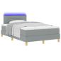 Preview: LED Boxspringbett mit Kopfteil Hellgrau 120 x 200 cm Stoff