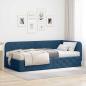 Preview: ARDEBO.de - Eckbettgestell Blau 90 x 200 cm Stoff
