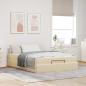 Preview: ARDEBO.de - Bettgestell mit Matratze 2 Stk. Creme Stoff