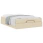 Preview: Bettgestell mit Matratze 2 Stk. Creme Stoff