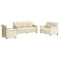 Preview: Sofa-Set 3 pcs Creme Kunstleder