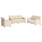 Preview: Sofa-Set 3 pcs Creme Kunstleder