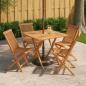 Preview: ARDEBO.de - 5-teiliges klappbares Garten-Bistro-Set Natur Massivholz Teak