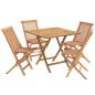 Preview: 5-teiliges klappbares Garten-Bistro-Set Natur Massivholz Teak