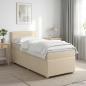 Preview: ARDEBO.de - Boxspringbett mit Matratze mit Kopfteil Creme 90 x 190 cm Stoff