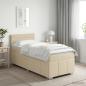 Preview: ARDEBO.de - Boxspringbett mit Matratze mit Kopfteil Creme 90 x 200 cm Stoff