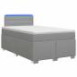 Preview: Boxspringbett mit Matratze und LED Hellgrau 120 x 200 cm Stoff
