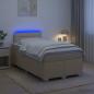 Preview: ARDEBO.de - Boxspringbett mit Matratze und LED Creme 120 x 200 cm Stoff