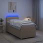 Preview: ARDEBO.de - Boxspringbett mit Matratze mit Kopfteil Creme 90 x 200 cm Stoff