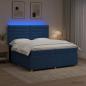 Preview: ARDEBO.de - LED Boxspringbett mit Matratze Blau 200 x 200 cm Stoff