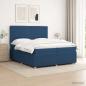 Preview: LED Boxspringbett mit Matratze Blau 200 x 200 cm Stoff