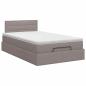 Preview: Ottoman Bett mit Matratze mit Kopfteil Taupe 120 x 190 cm Stoff