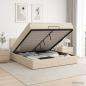 Preview: ARDEBO.de - Ottoman Bett mit Matratze mit Kopfteil Creme 160 x 200 cm Stoff