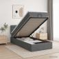 Preview: ARDEBO.de - Ottoman-Bett mit Matratze und LED Dunkelgrau 90 x 190 cm Stoff