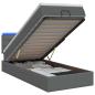 Preview: Ottoman-Bett mit Matratze und LED Dunkelgrau 90 x 190 cm Stoff
