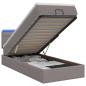 Preview: Ottoman-Bett mit Matratze und LED Taupe 90 x 190 cm Stoff