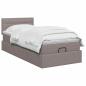 Preview: Ottoman-Bett mit Matratze und LED Taupe 90 x 190 cm Stoff