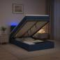 Preview: ARDEBO.de - Ottoman-Bett mit Matratze und LED Blau 120 x 190 cm Stoff