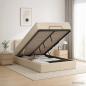 Preview: ARDEBO.de - Ottoman-Bett mit Matratze und LED Creme 120 x 200 cm Stoff