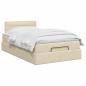 Preview: Ottoman-Bett mit Matratze und LED Creme 120 x 200 cm Stoff