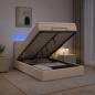 Preview: Ottoman-Bett mit Matratze und LED Creme 120 x 200 cm Stoff