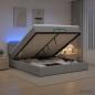 Preview: Ottoman-Bett mit Matratze und LED Hellgrau 200 x 200 cm Stoff