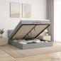 Preview: Ottoman-Bett mit Matratze und LED Hellgrau 200 x 200 cm Stoff