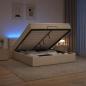Preview: Ottoman-Bett mit Matratze und LED Creme 160 x 200 cm Stoff