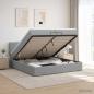 Preview: ARDEBO.de - Ottoman-Bett mit Matratze und LED Hellgrau 200 x 200 cm Stoff